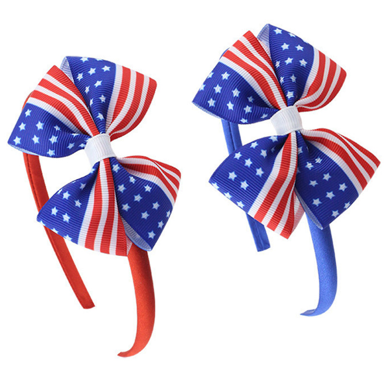 2 kleuren Kids Kinderen Onafhankelijkheidsdag Plastic Hoofdband Amerikaanse Streep Kids Haarband Tiara Feestdecoraties