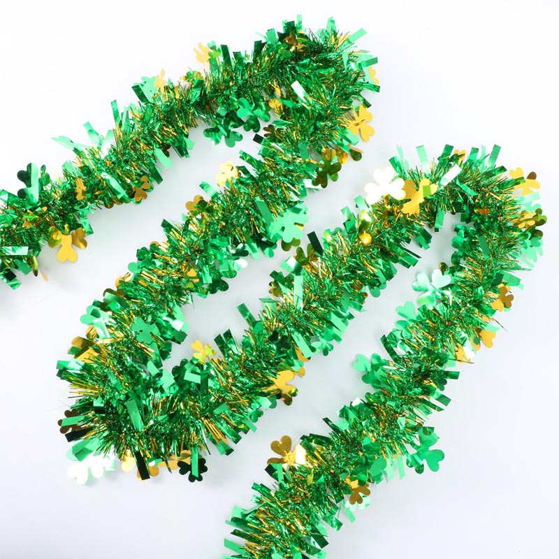 2024 Nieuwe collectie Glitter Groene Klaver Klaver Klatergoud Garland