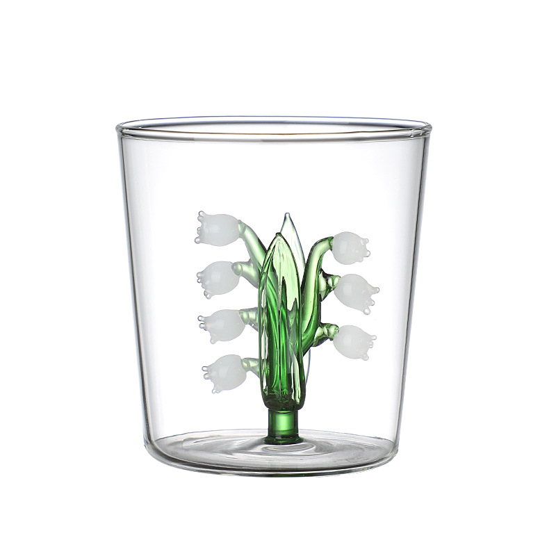 3D orchideeënsapbekers transparante theekopjes van borosilicaatglas