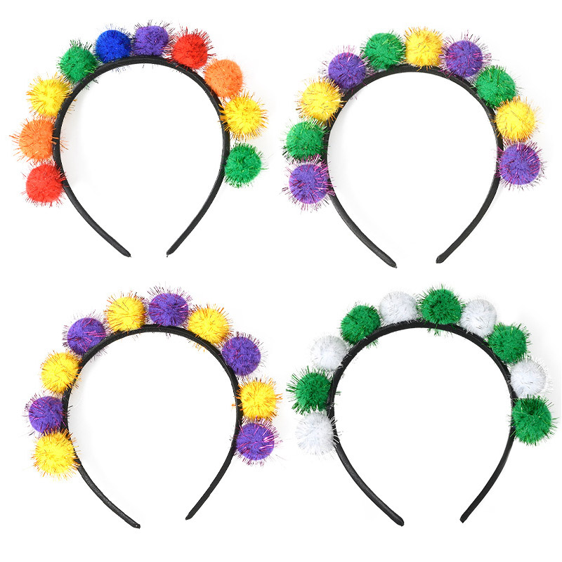 Carnival Holiday Glitter Fur Ball Hoofdband