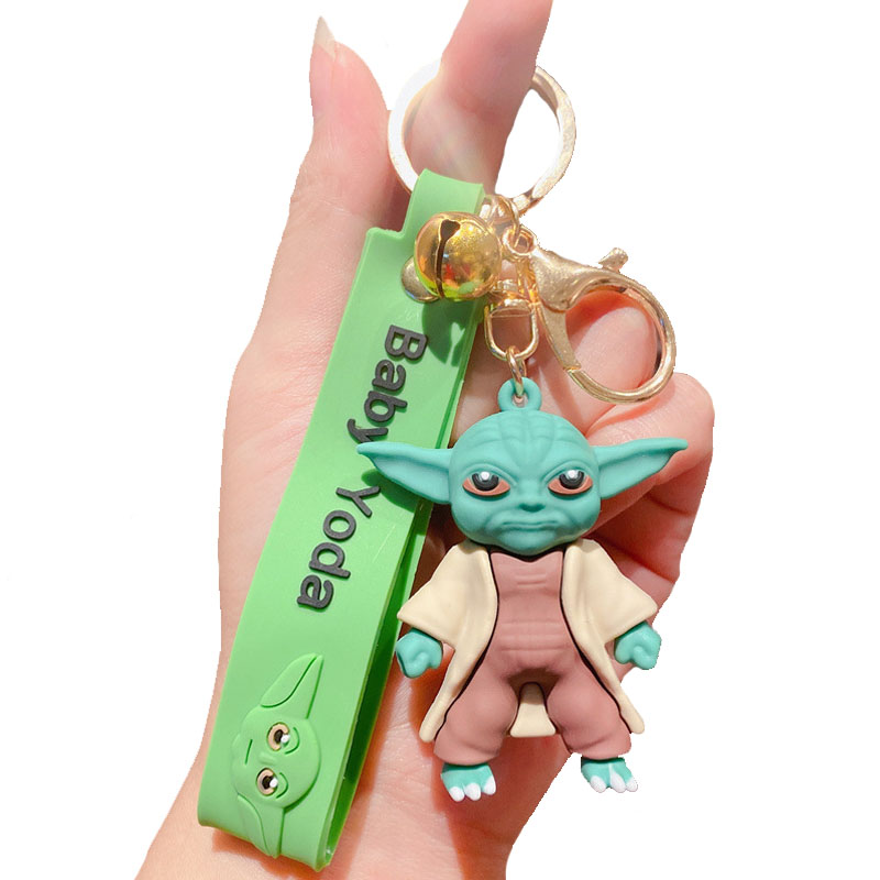 Cartoon rubber baby yoda sleutelhangers