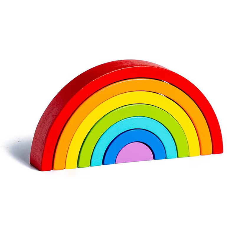 DIY houten regenboogstapel speelgoed