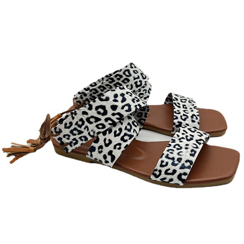 mode luipaard zomerstrand platte sandalen voor dames