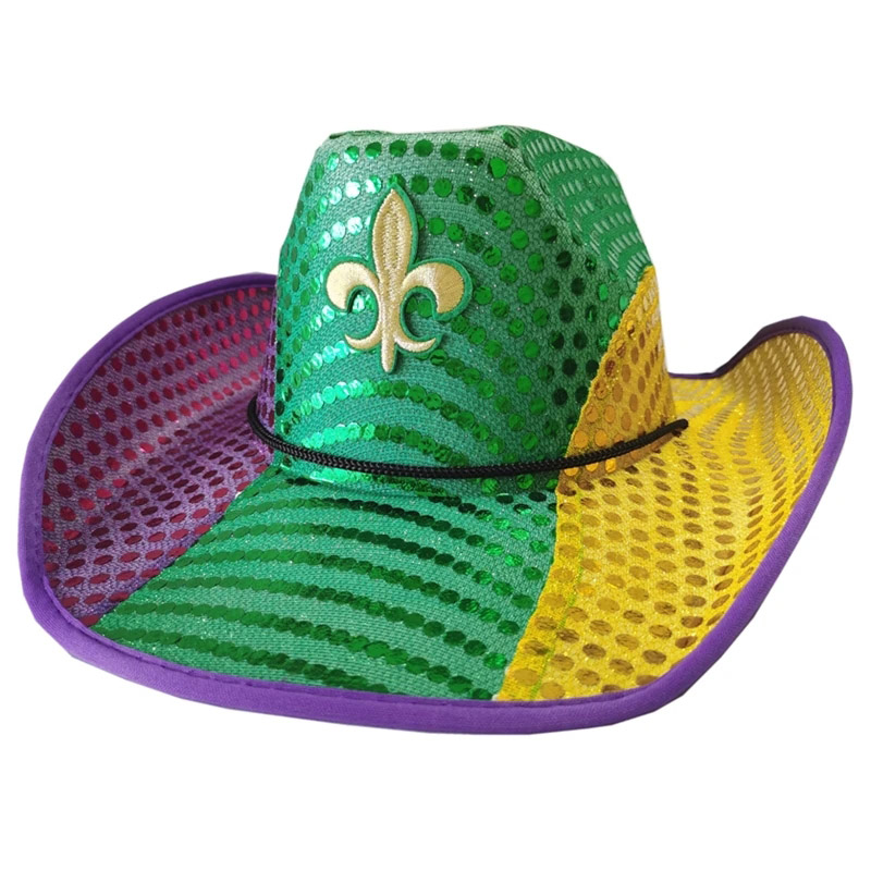 Festivalpet Pailletten Cowboyhoed voor carnaval