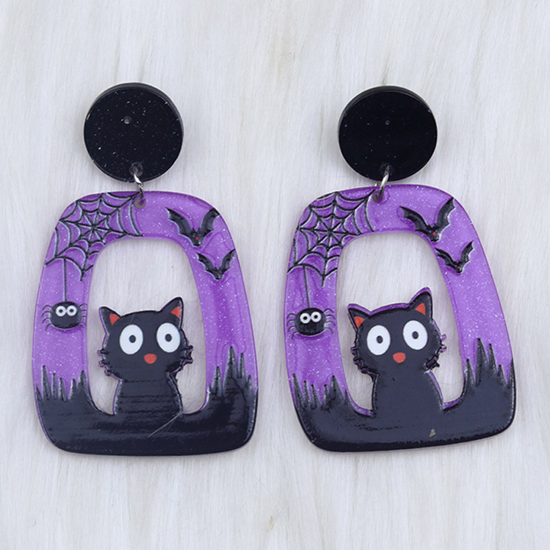 Halloween oorbellen Punk Cat Ghost gepersonaliseerde feestoorbellen