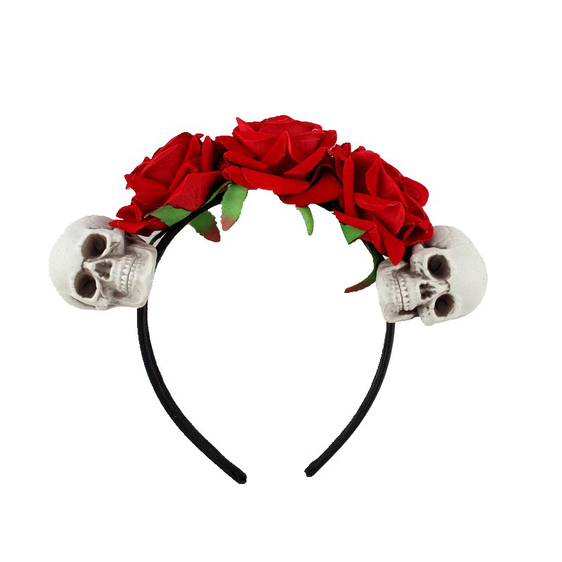 Halloween-bloemen met hoofdbanden voor schedelfeestaccessoires