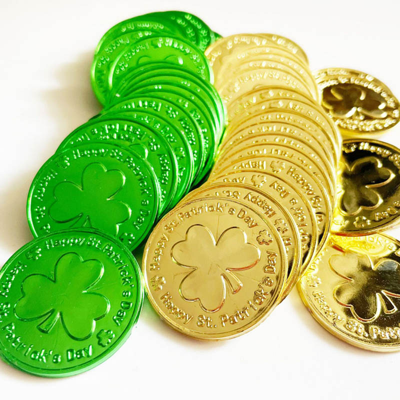 Ierse klaver plastic gouden munten