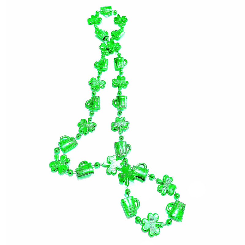 Irish Green Shamrock Plastic Bead -kettingen
