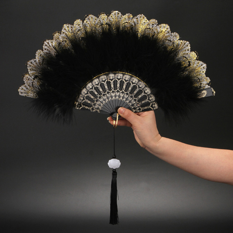 Lolita kleurrijke opvouwbare waaiers met veren