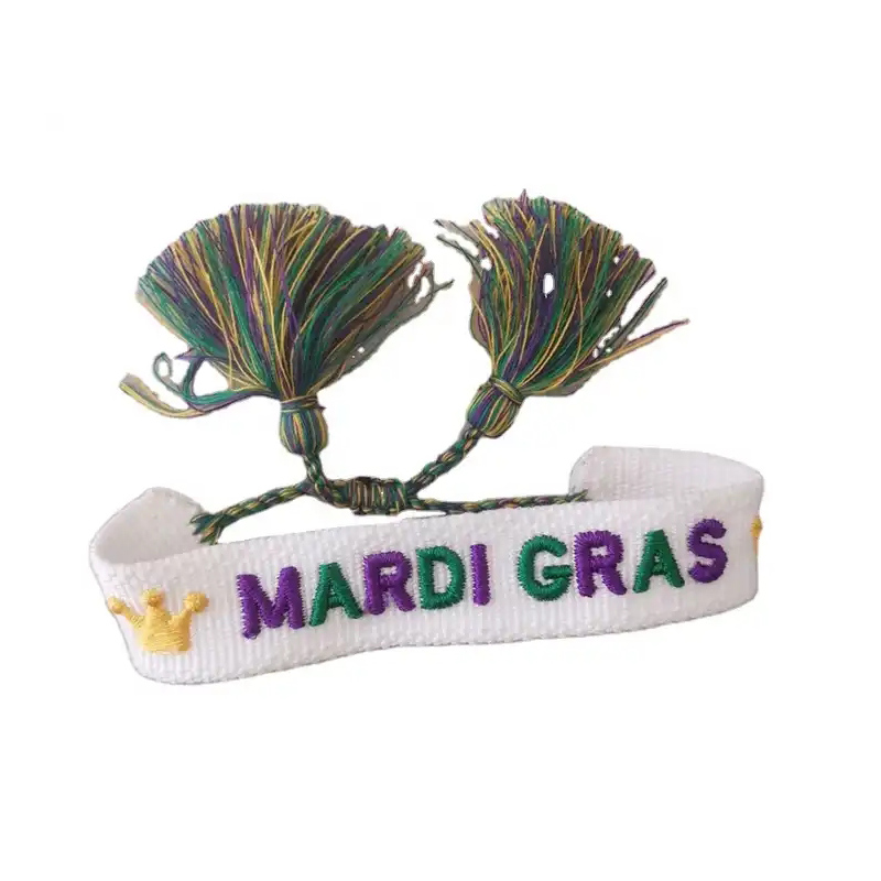 Mardi Gras letter borduurwerk armbanden