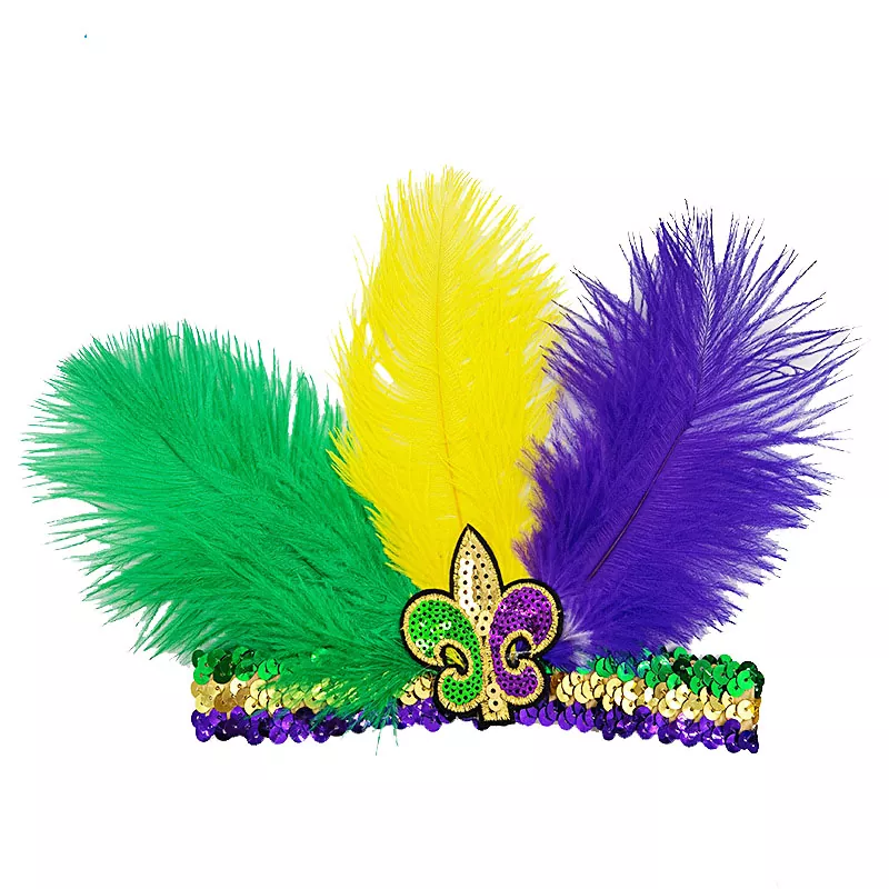 Mardi Gras veren hoofdband voor dames