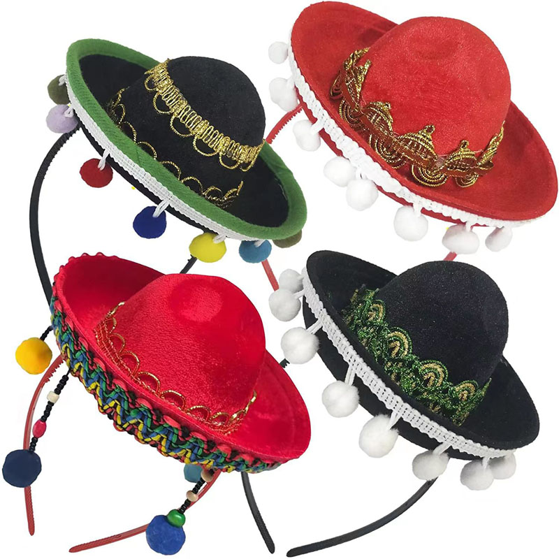 Nieuwe 4 STUKS Kerst Halloween Hoed Verjaardagsfeestje Supplies Mini Volwassen potloodrand hoed Mexicaanse Fun Fiesta Hoed