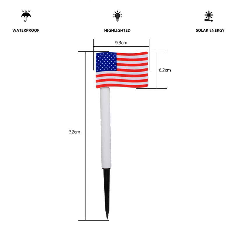 Outdoor waterdichte hoogwaardige Solar Led-grondstekkerlamp Landschapslamp Solar Amerikaanse vlaglicht