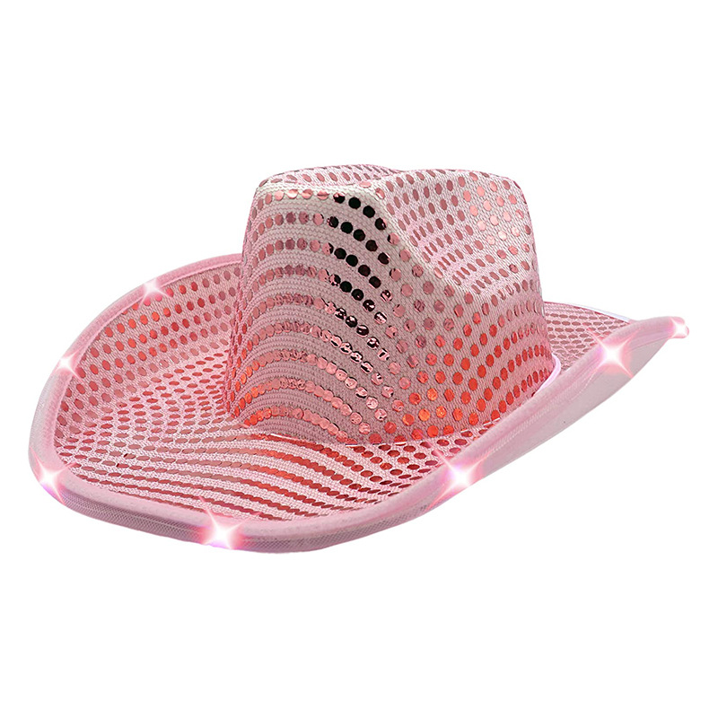 Pailletten cowboyhoed met LED -licht