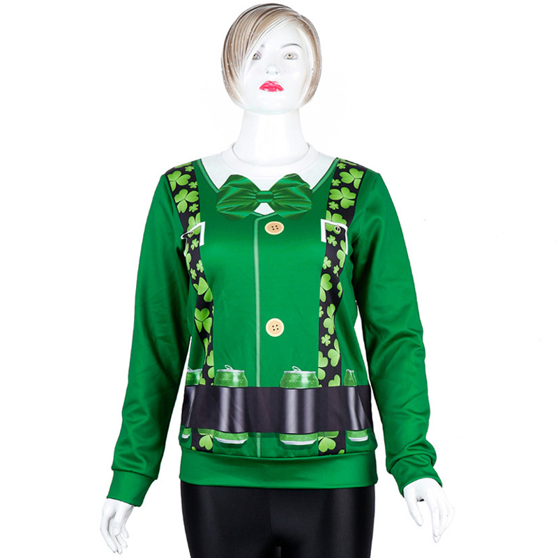 St Patricks Day Shamrock Ierse bedrukte kleding met lange mouwen