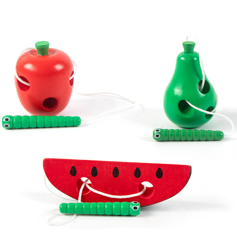 Houten schroefdraad speelgoedinsecten eten fruitkaas doolhofspeelgoed